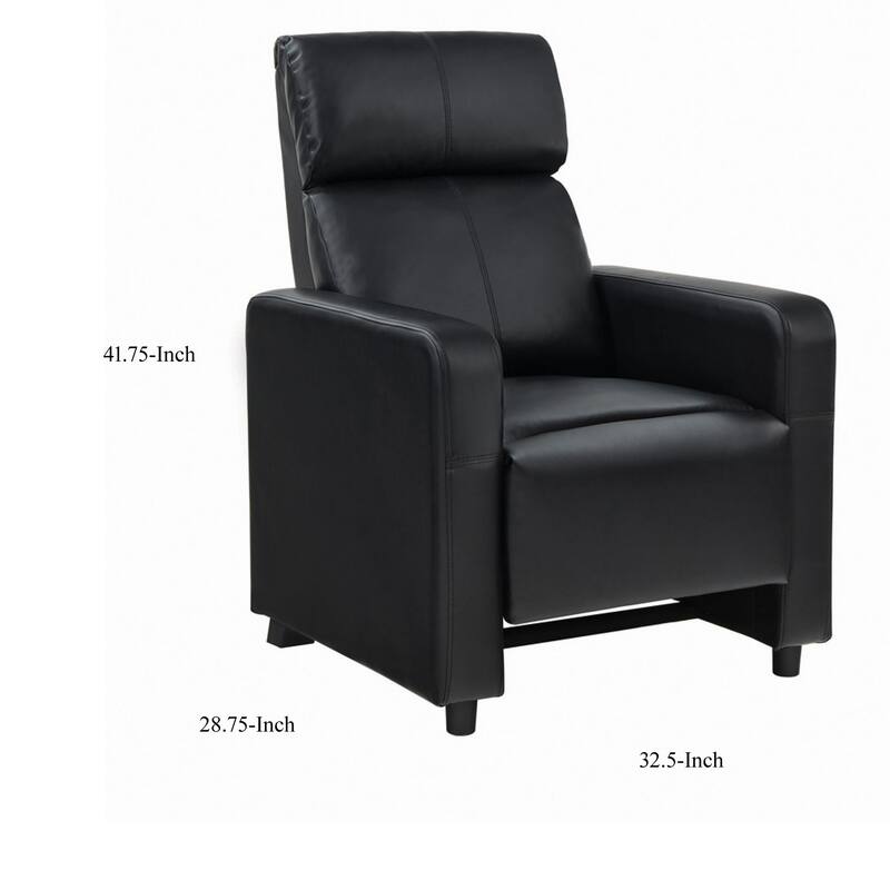 Modern Theater Seating Push-Back Recliner, Black