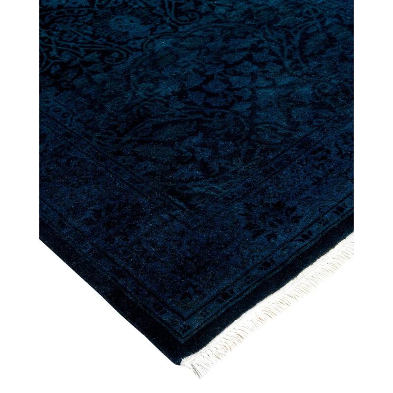 Overton Hand Knotted Wool Vintage Inspired Modern Contemporary Overdyed Black Runner Rug - 2' 7" x 18' 9"