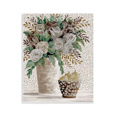 Stupell Bouquet on Leopard Pattern Wall Plaque Art Design By Cindy Jacobs