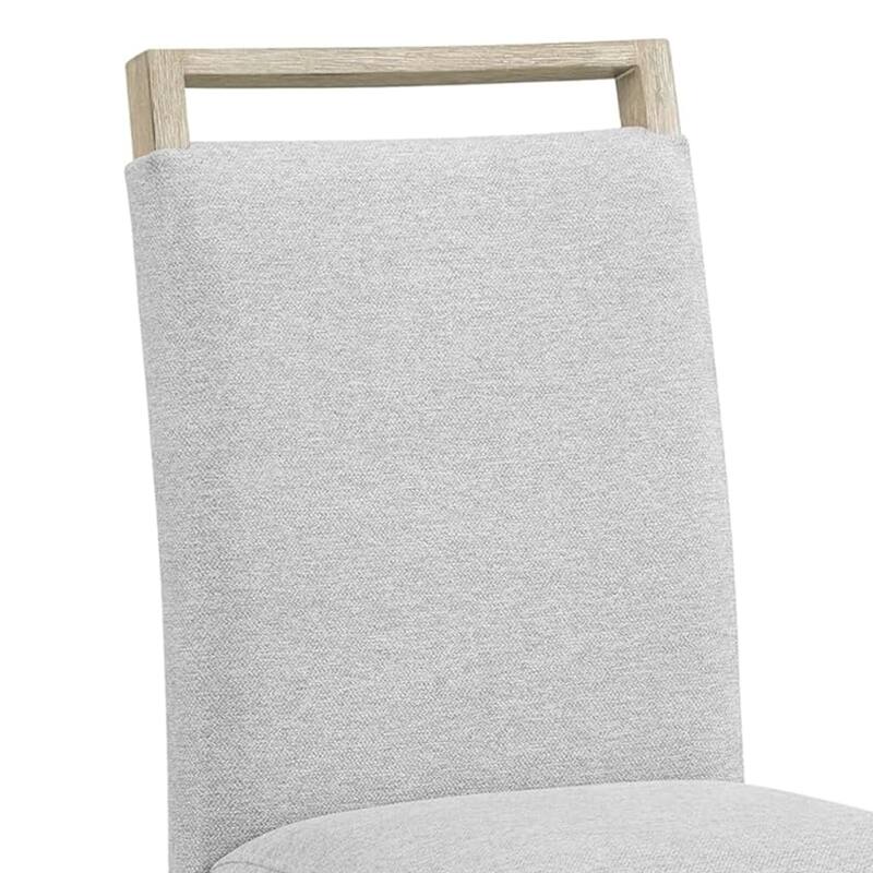 Koji Dining Chair Set of 2, Gray Fabric Padded Seat, Brown Wood Frame