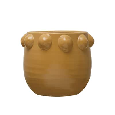 Terracotta Planter with Raised Dots - 10.5"L x 10.5"W x 9.0"H