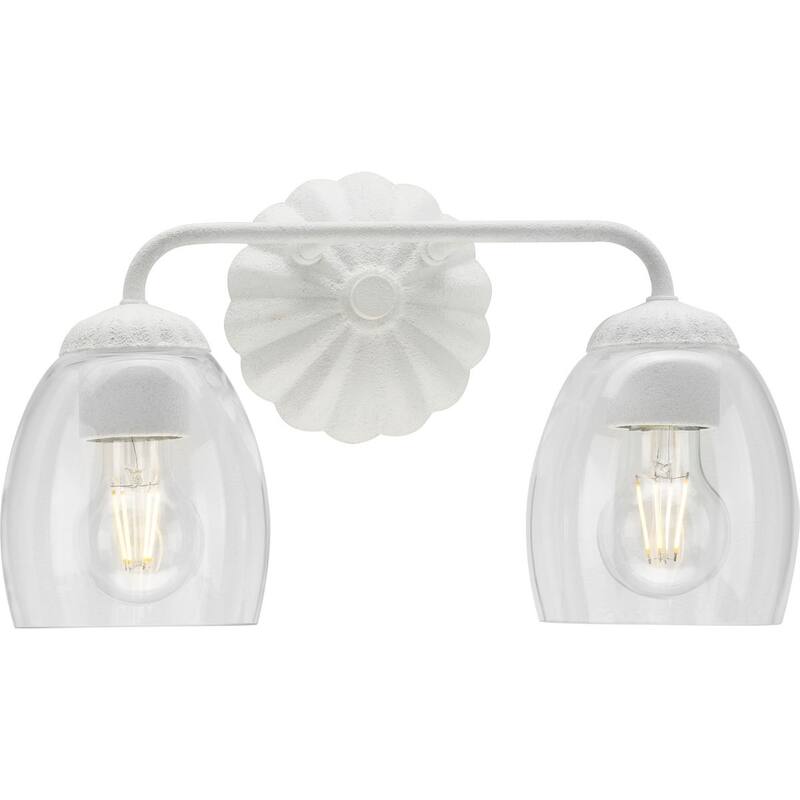 Quillan Collection Two-Light White Plaster Transitional Bath & Vanity Light - 14.5 in x 6.62 in x 8.5 in - 14.5 in x 6.62 in x 8.5 in
