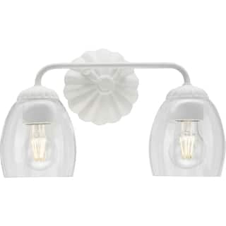 Quillan Collection Two-Light White Plaster Transitional Bath & Vanity Light - 14.5 in x 6.62 in x 8.5 in