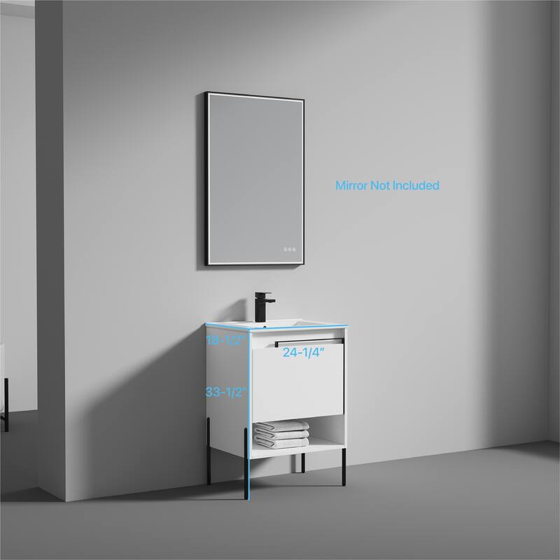 Blossom Turin 24 Inch Freestanding Bathroom Vanity with Ceramic Sink