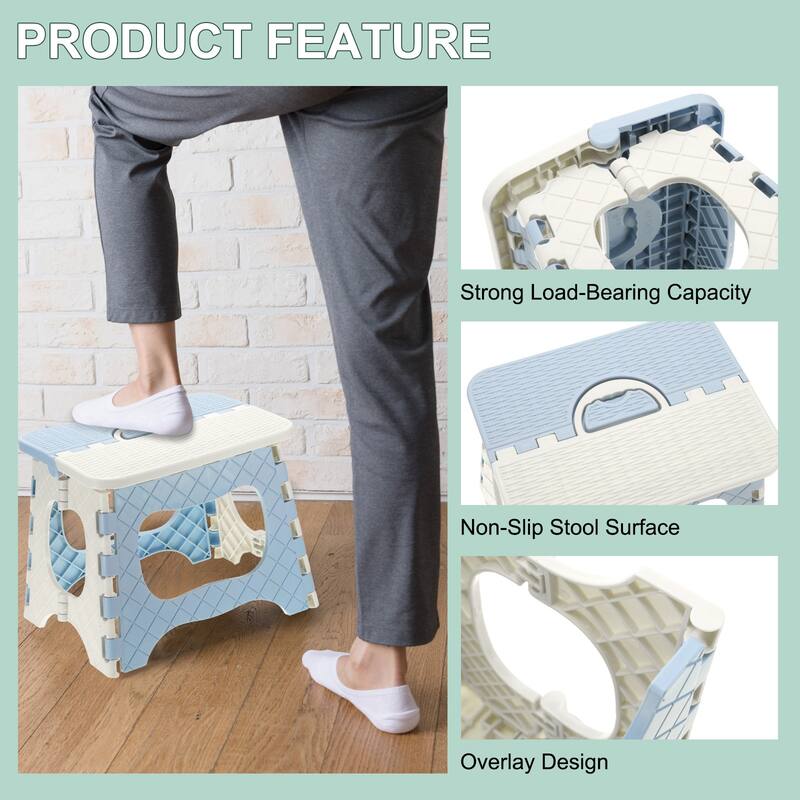 8" Folding Step Stool for Bathroom 165 lbs Capacity Indoors/Outdoors - 9.8 x 7.3 x 7.9inch