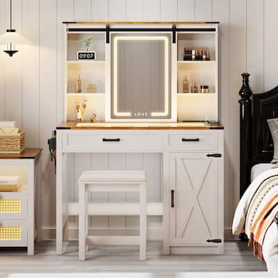 Makeup Vanity With Led Light and Outlets