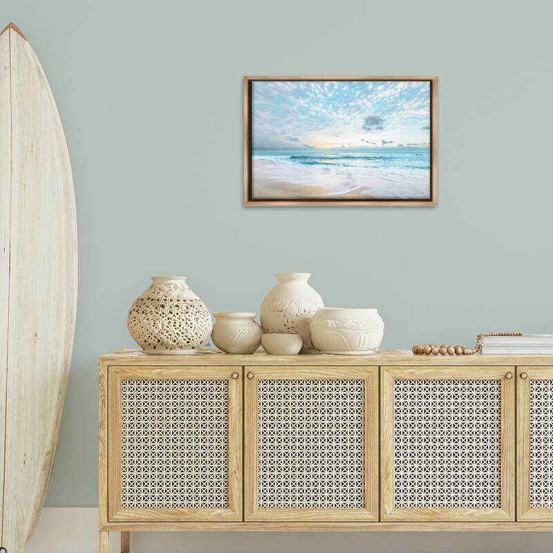 Stupell Sun Bleached Ocean Shore Framed Floater Canvas Wall Art Design By Danita Delimont