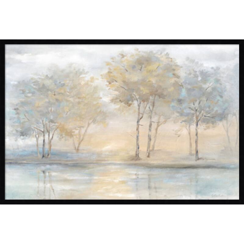 Serene Trees Landscape by Cynthia Coulter Wood Framed Wall Art Print - Svelte Noir Black