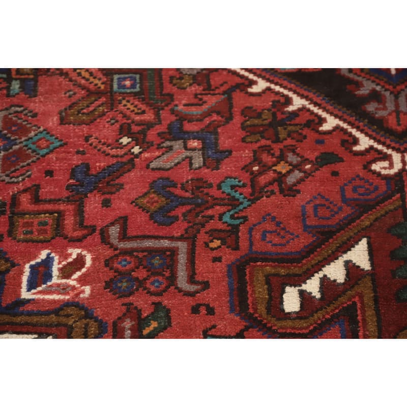 Hand Knotted Oriental 100% Wool Carpet Traditional Medallion Red Heriz Area Rug - 11' 5'' X 8' 3''