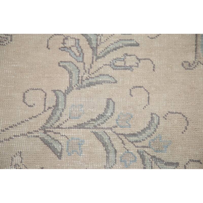 Hand Knotted Oriental 100% Wool Carpet Traditional Floral Beige & Ivories Tabriz Area Rug - 9' 2'' X 5' 6''
