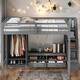 preview thumbnail 2 of 8, Grey Full Size Strengthened Loft Bed with Wardrobe, Drawers,Open Storage Cabinets and Storage Staircase