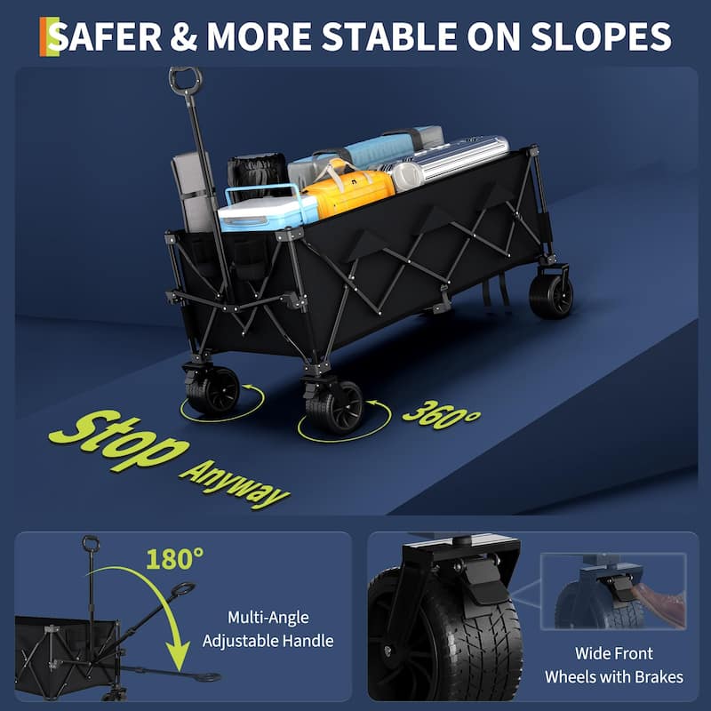 Foldable Heavy Duty Utility Wagon with All Terrain Wheels