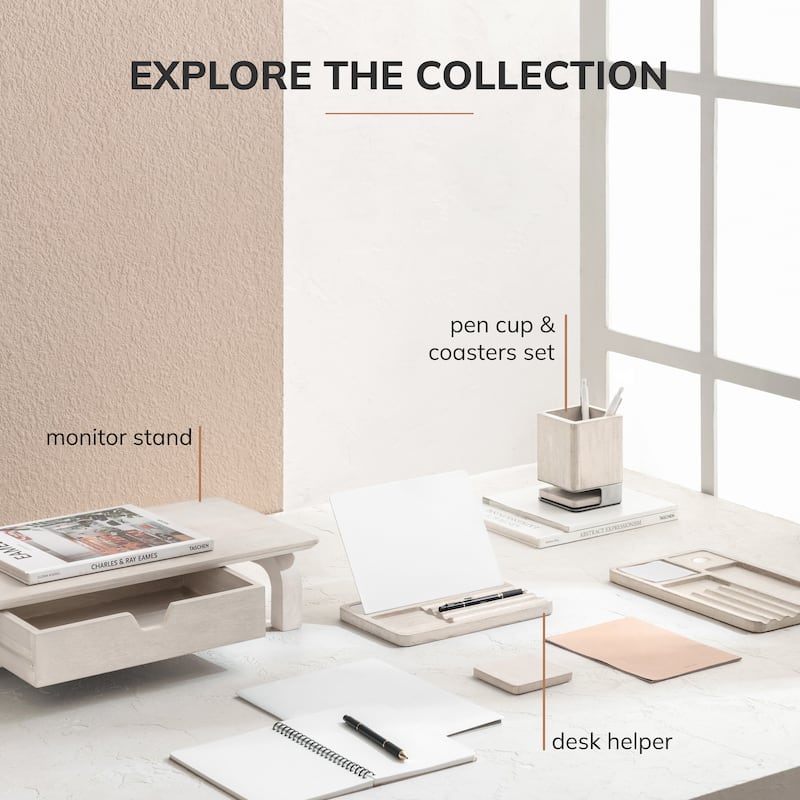 Jani Wooden Desk Organizer with Magnetic Whiteboard - Solid Wood, Hidden Storage & Anti-Skid Base for Home, Office & Workspaces