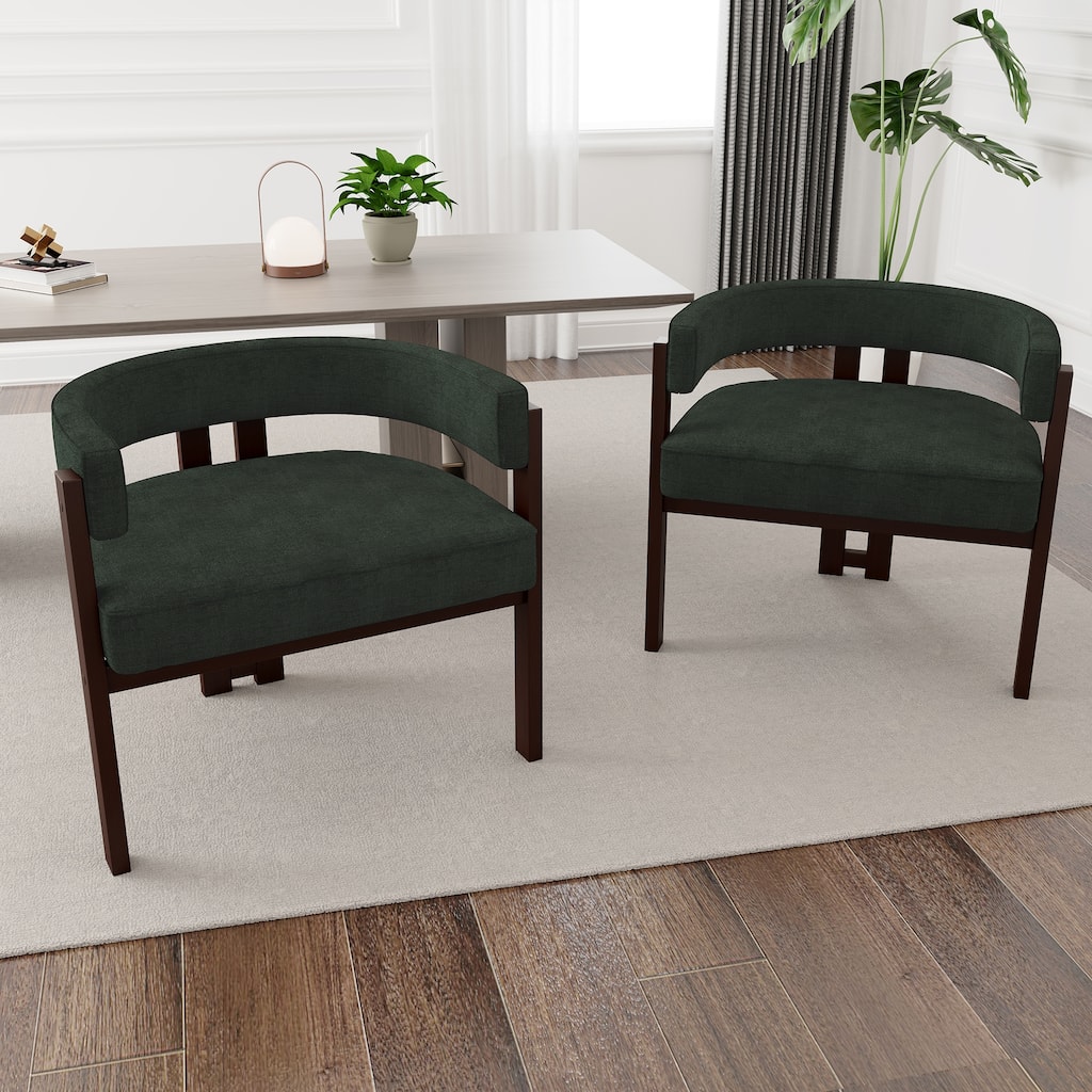 Chenille Barrel Chair Set Set of 2