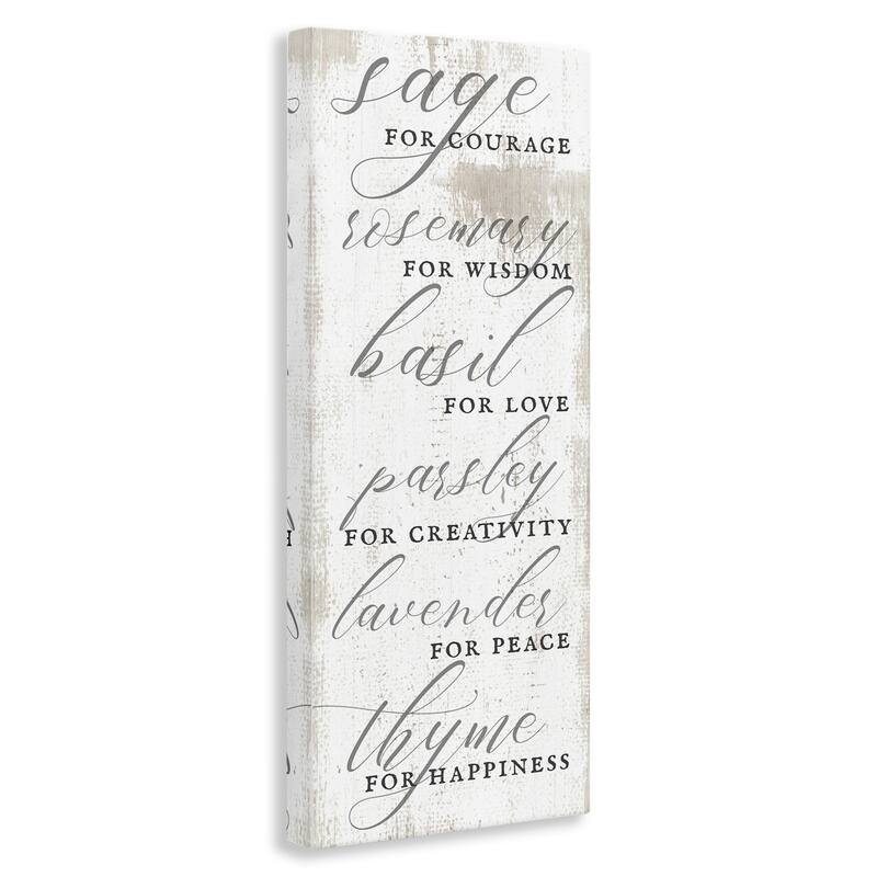 Stupell Sage Basil Thyme Sentimental Phrases Farm Kitchen Canvas Wall Art - White