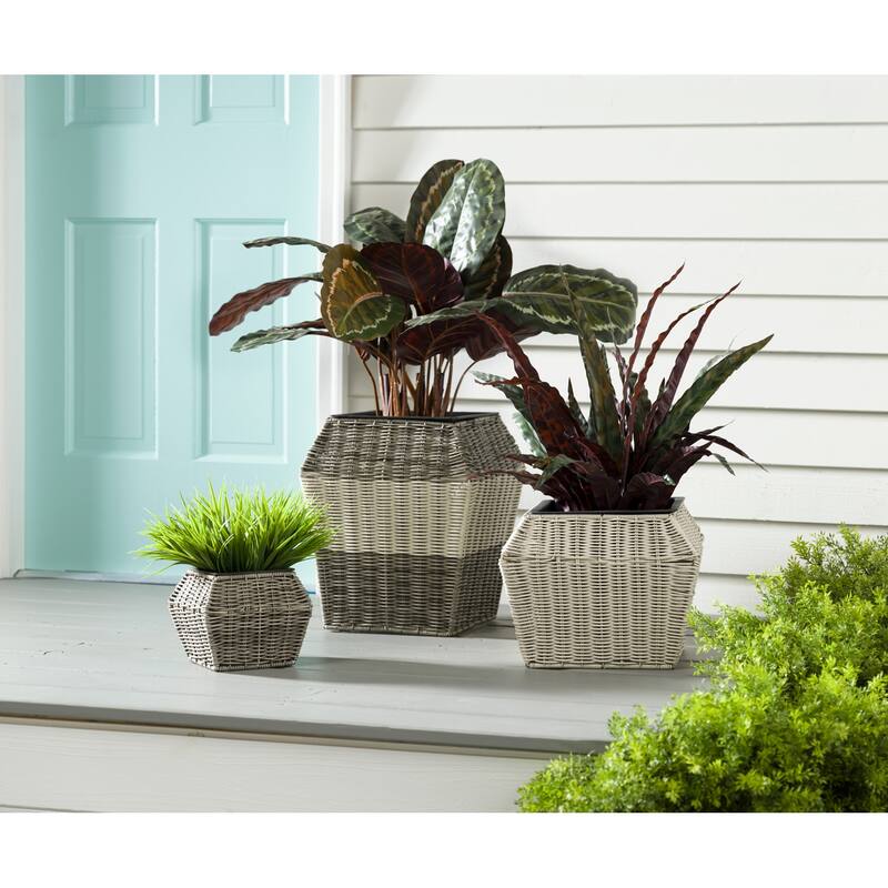 Short Resin Wicker Planter (Set of 3)
