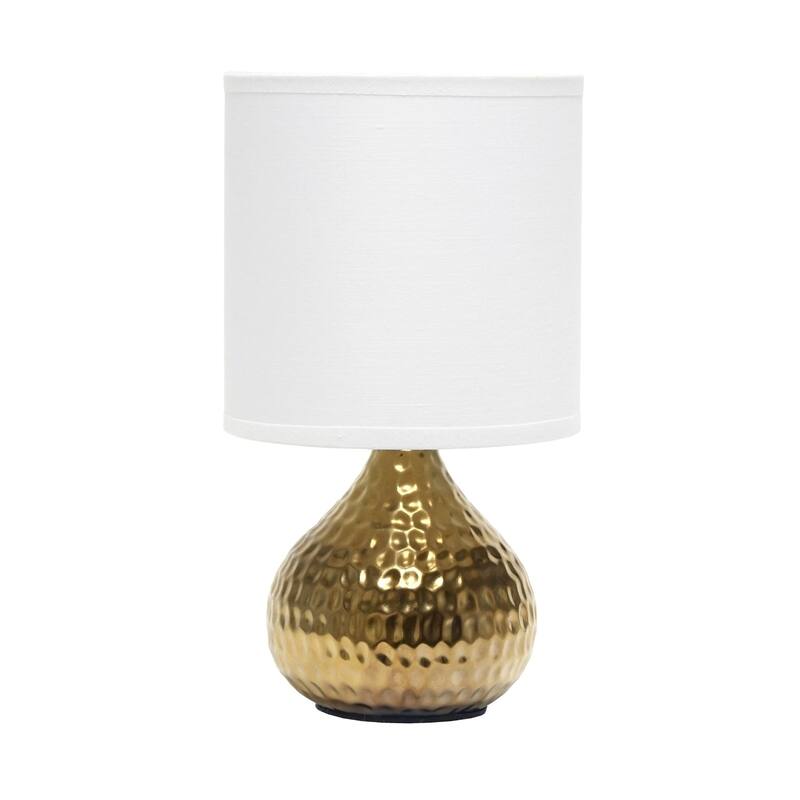 9.25 in. Gold Finish Table Lamp with White Shade, Sturdy Table Lamp for Living Rooms and Bedrooms