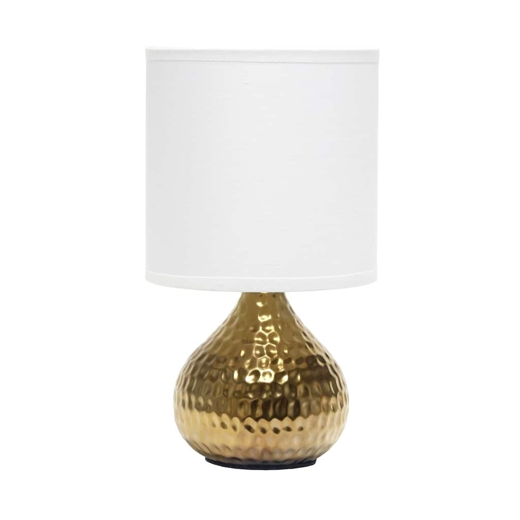 9.25 in. Gold Finish Table Lamp with White Shade, Sturdy Table Lamp for Living Rooms and Bedrooms