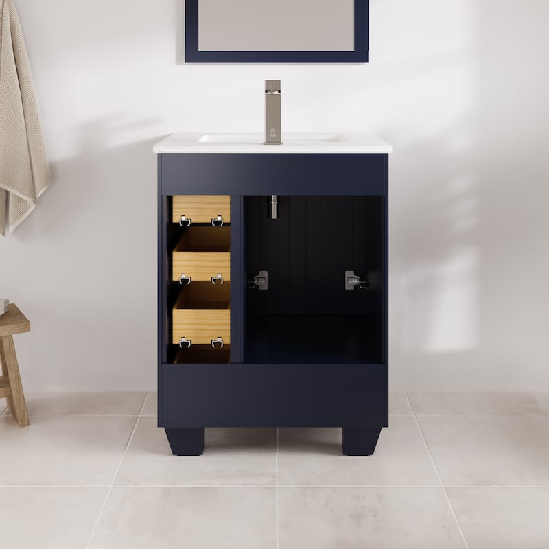 Eviva Happy 24"W Bath Vanity with Carrara Quartz Top