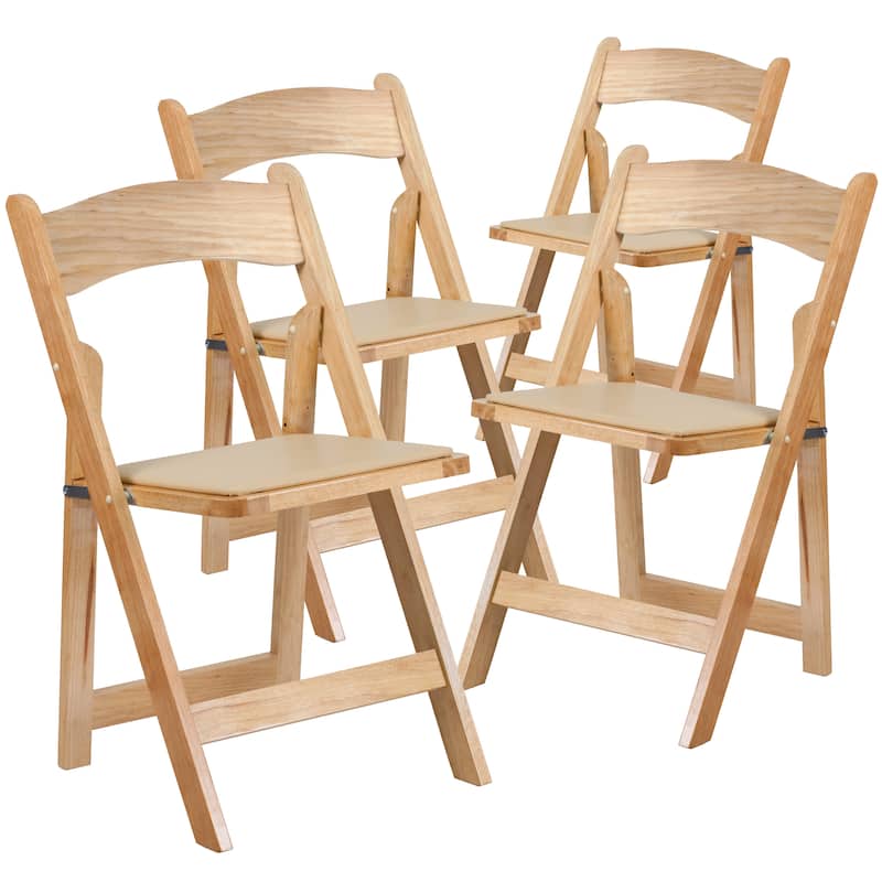 Vinyl-padded Wood Folding Chair (Set of 4)