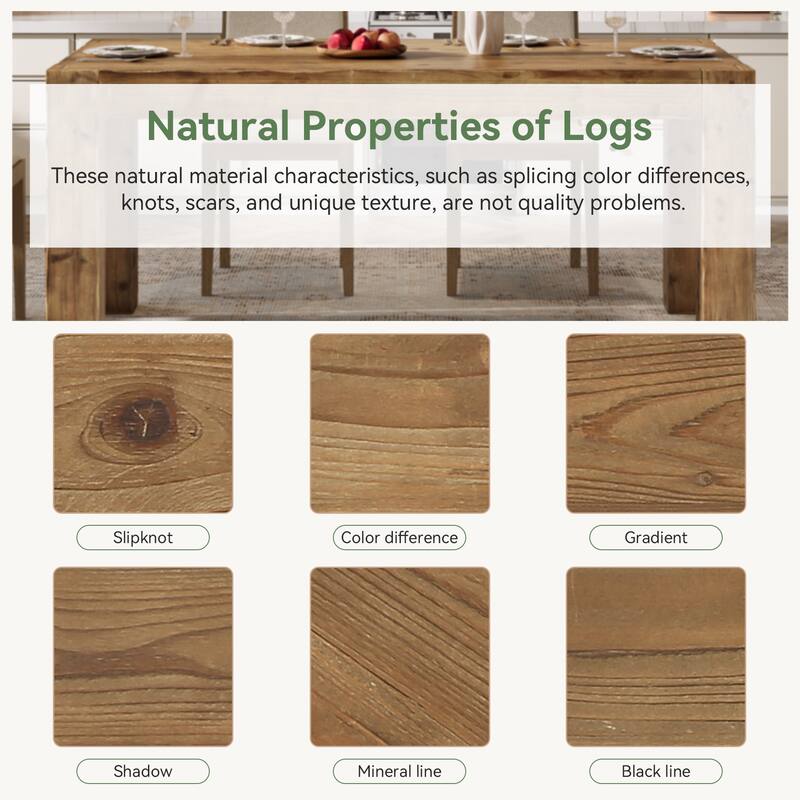 63-Inch Solid Wood Dining Table for 4-6 - 31.5" D x 63" W x 29.92" H