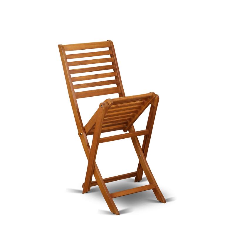 East West Furniture Cameron Foldable Outdoor Dining Chairs - Acacia Wood, Set of 2, Natural Oil