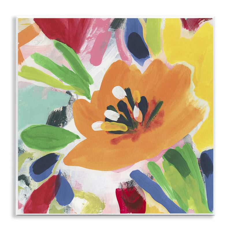 Stupell Vivid Orange Flower Impressions Wall Plaque Art Design By June Erica Vess - 12 x 12