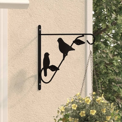 vidaXL Hanging Basket Bracket Black Powder-coated steel Medium - 11.6 x 10.2 in