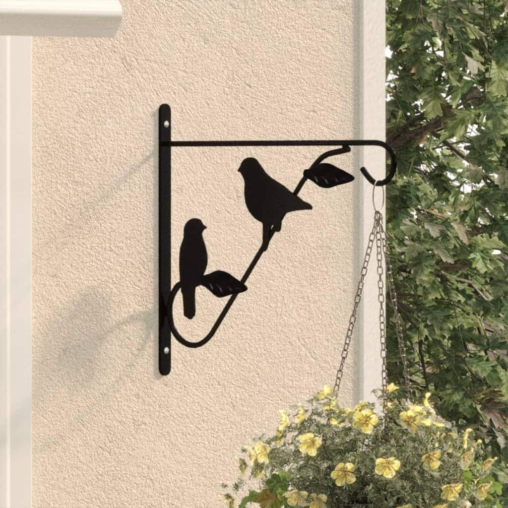 vidaXL Hanging Basket Bracket Black Powder-coated steel Medium - 11.6 x 10.2 in