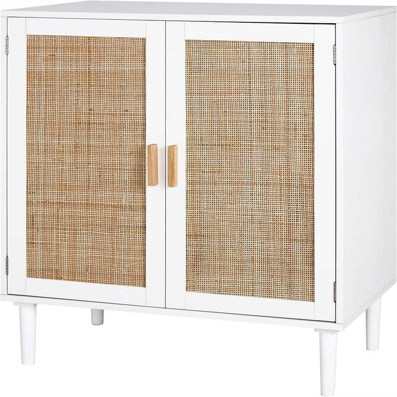 Sideboard Buffet CabinetKitchen Storage Cabinet - 15.8"D x 31.5"W x 34.6"H - White