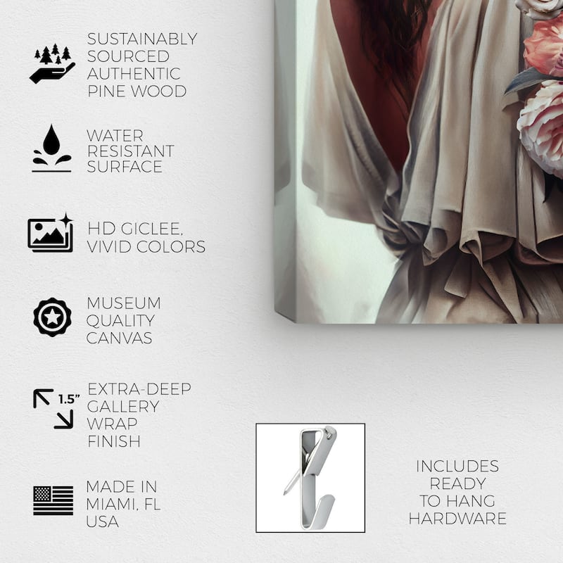 Wynwood Studio Fashion and Glam Marianna Gray and Light Pink Traditional Wall Art Canvas Print