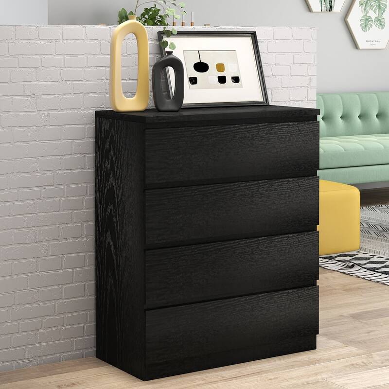 31.5" Black 4 Drawer Dresser,Handle-Free Closet Organizer for Bedroom