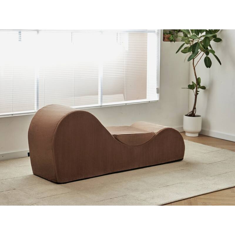 Solace Chaise Lounge Chair Relaxation, Ergonomic Design with Soft Yet Firm High-Density Foam Core - Brown