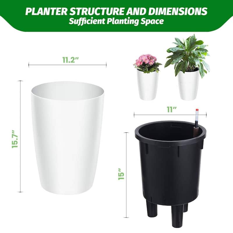 Set of 4 16" Outdoor Indoor Planter Pots with Drainage Holes for Garden, Patio, Balcony, Lounge