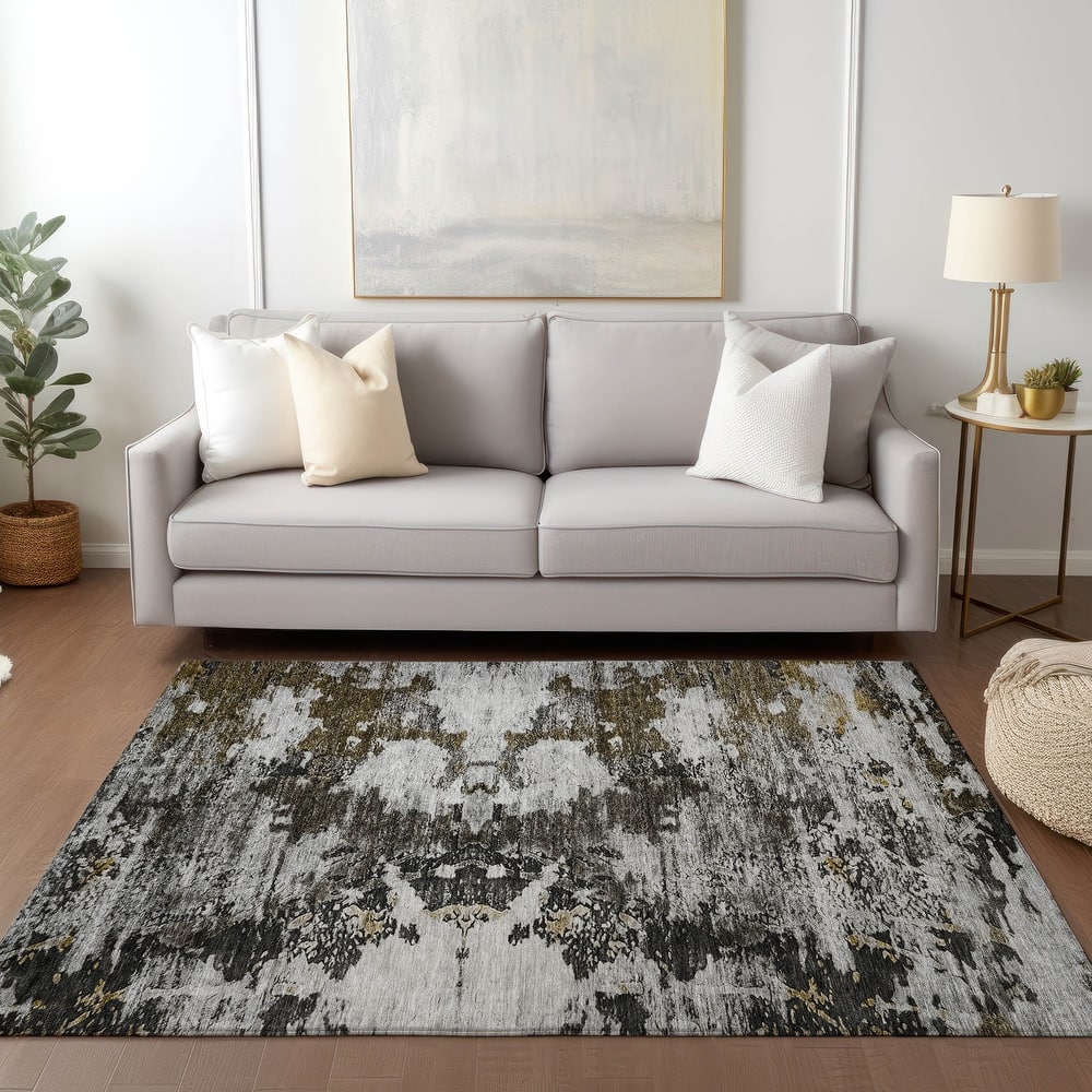 Machine Washable Indoor/ Outdoor Chantille Modern Abstract Rug