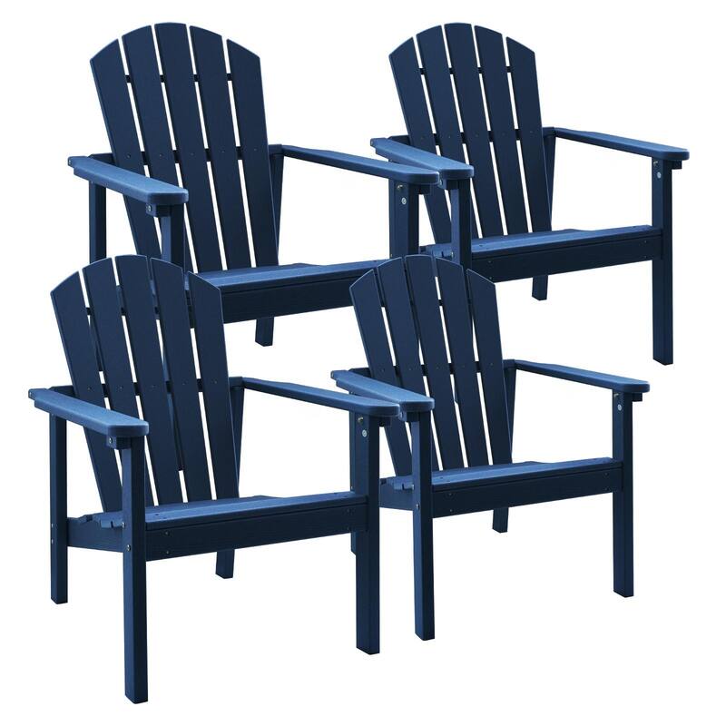 All Weather HDPE Stackable Adirondack Chair,Space-Saving Outdoor Patio Chair - Navy Blue-4apck