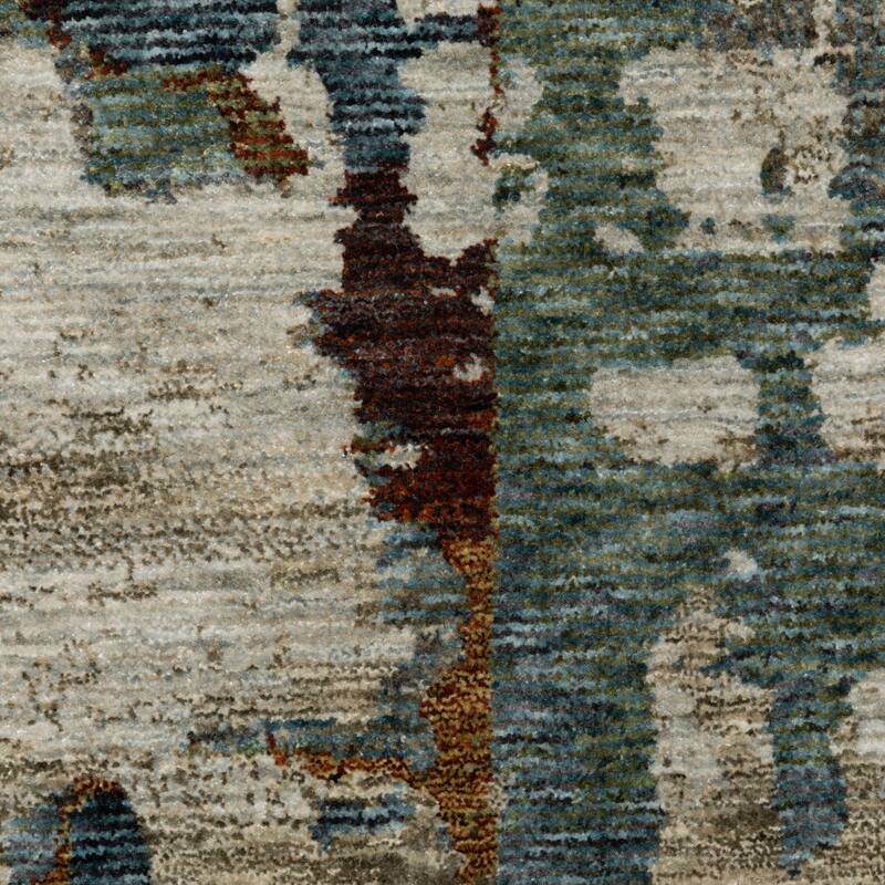 Style Haven Hendrix Industrial Abstract Blue/ Multi Fringe Edge Area Rug