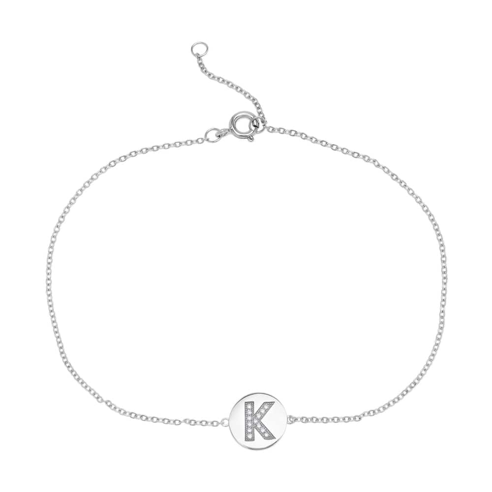 Victoria Townsend .925 Sterling Silver Cubic Zirconia Initial Anklet Bracelet