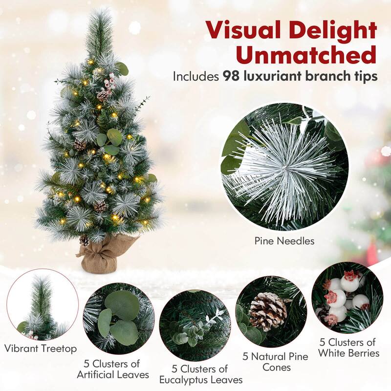Costway 1 PCS 3 FT Artificial Christmas Tree with 98 Branch Tips Pine - 1 PCS