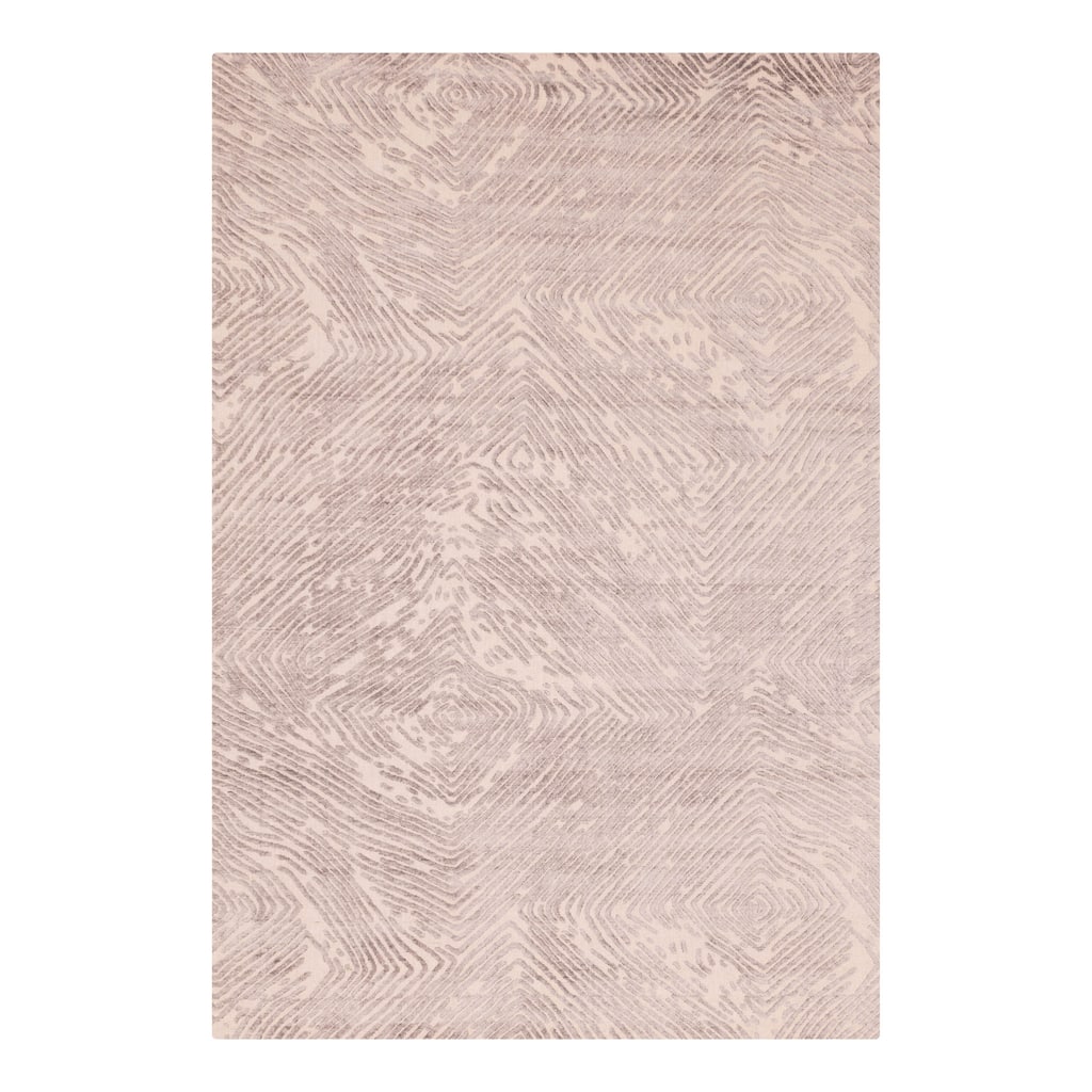 ECARPETGALLERY Hand Loomed Elysian Grey Viscose, Wool Rug - 6'8 x 10'0