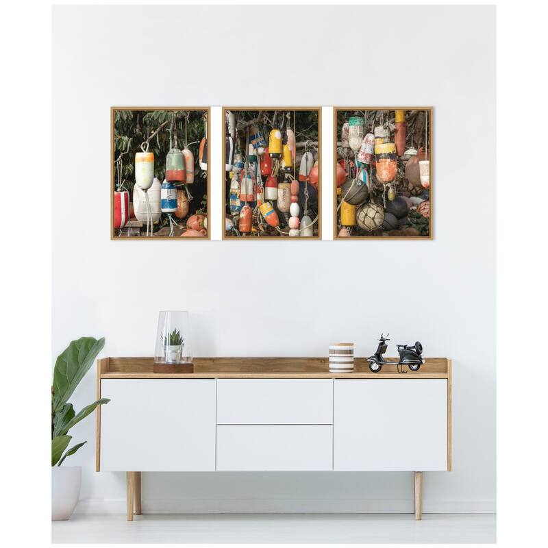 Kate and Laurel Buoys No. 1 No. 2 and No.3 3 Piece Framed Canvas Wall Art Set by Emiko and Mark Franzen F2 Images