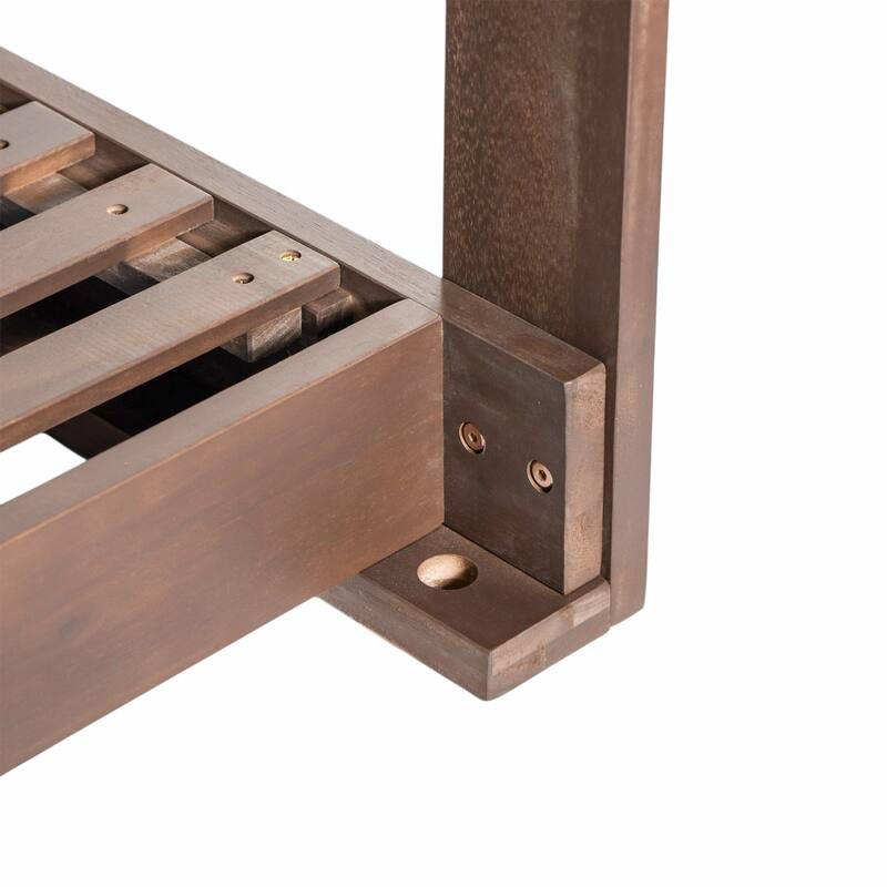 Patio Wooden Twin Size Porch Swing Daybed with 4 Hanging Ropes