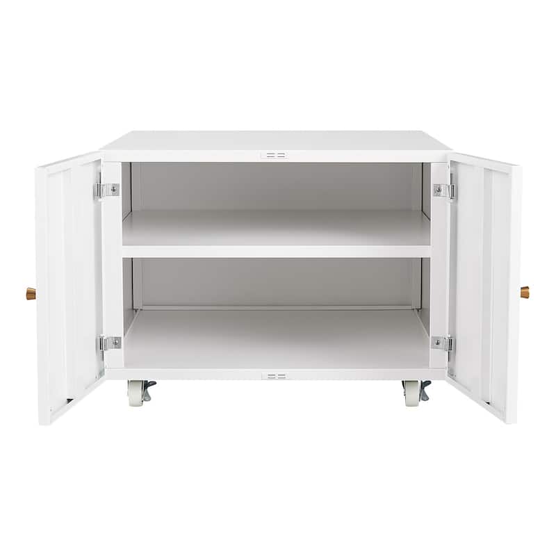 Mobile Copier Cabinet 2-door Steel Rolling Printer Stand With Storage Metal File Cabinet With 360 Degree Rotation Wheels