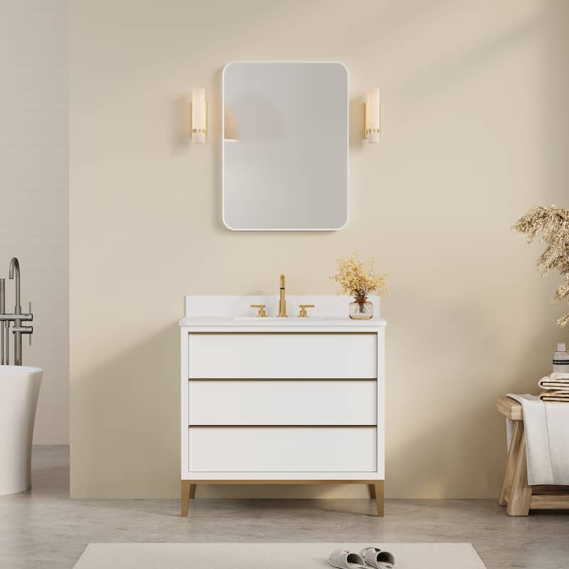 Modern Bathroom Rectangular Wall Mounted Anodized Aluminum Framed Vanity Mirror