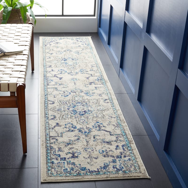 SAFAVIEH Madison Diederike Boho Medallion Distressed Rug - 2' x 8' Runner - Ivory/Grey - Runner