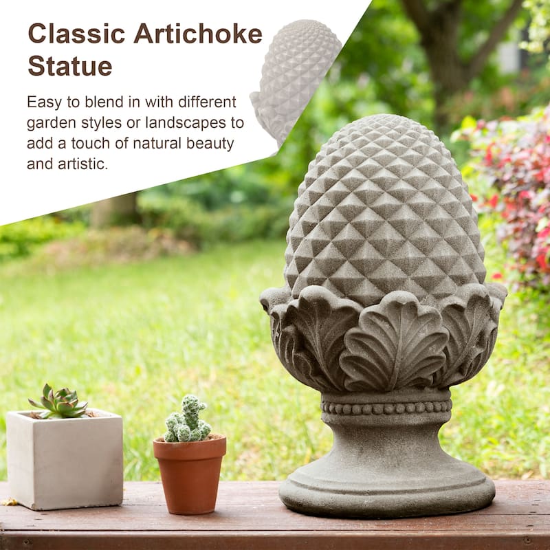 16.5"H MgO Blessings Artichoke Garden Statue Indoor Outdoor Decor by Glitzhome