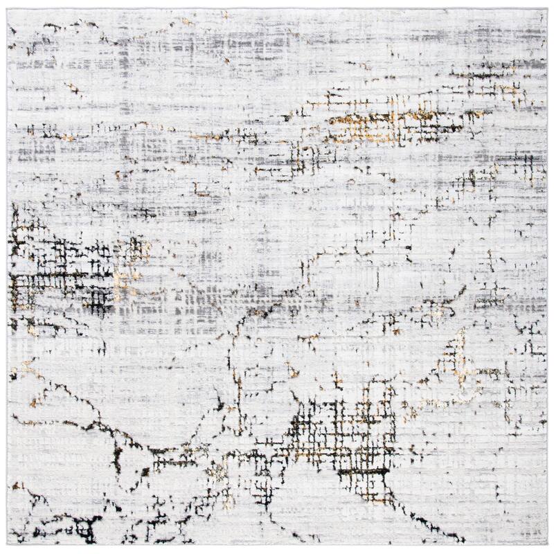 SAFAVIEH Amelia Mladenka Abstract Distressed Rug - 6'7" Square - Grey/Gold