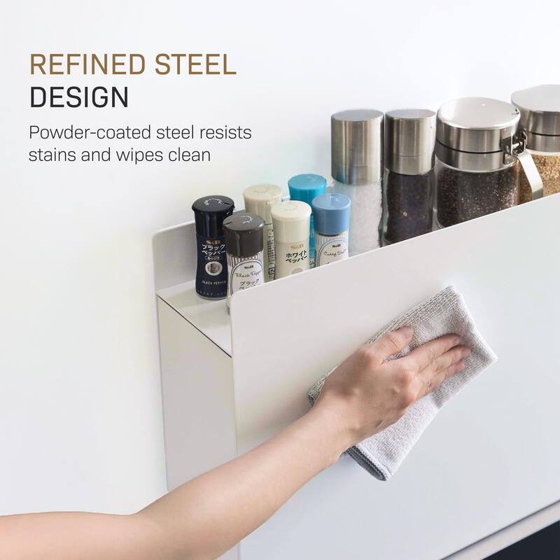 Yamazaki Home Sliding Drawer Seasoning Rack, Steel - L 36.61 x W 4.92 x H 14.45 inches