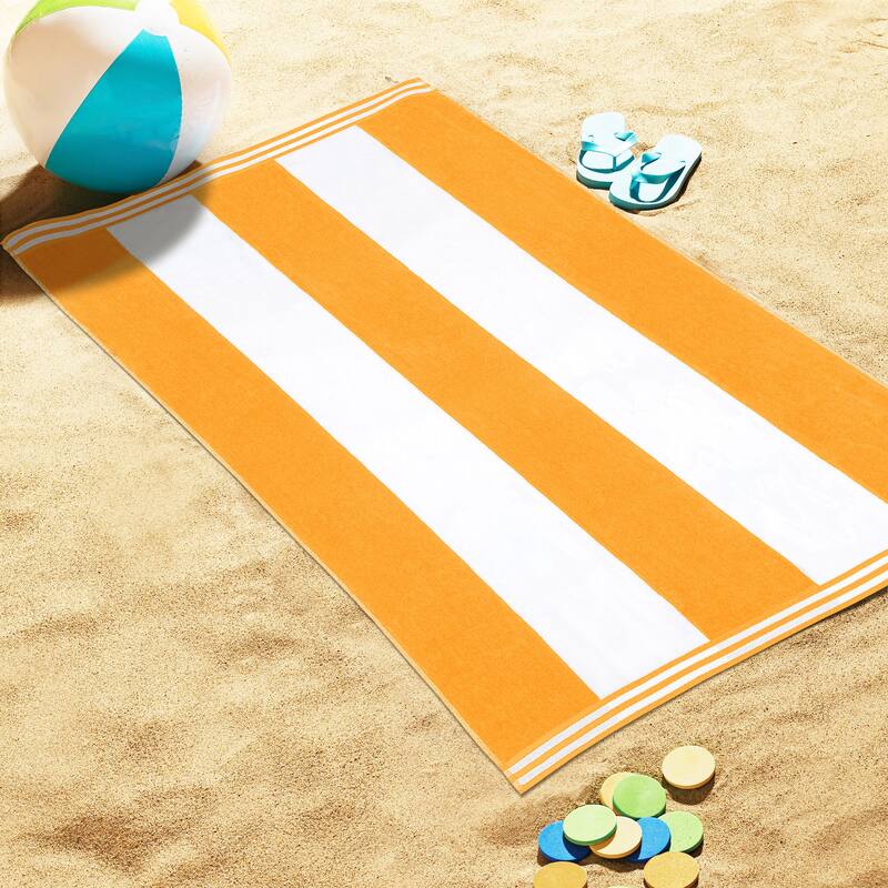 Superior Cabana Stripe Oversized Cotton Beach Towel (Set of 2)