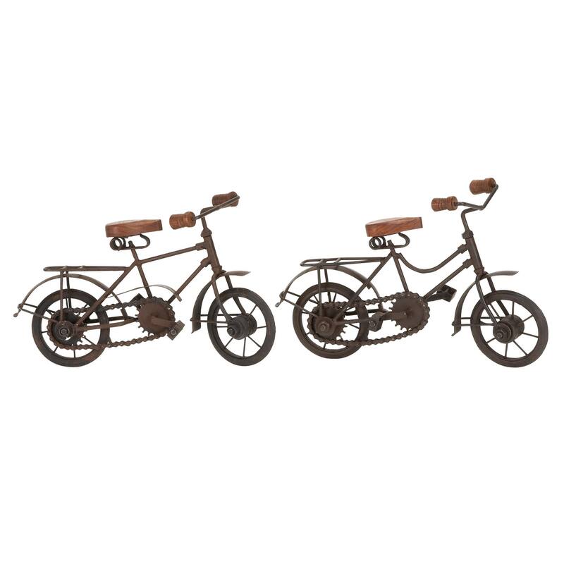 Metal Bike Decorative Sculpture with Wood Accents - Set of 2 Black - Roche River Decor - Black